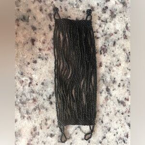 Handmade black seed bead cuff bracelet